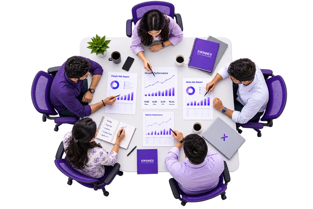 Illustration of a connected marketing strategy session